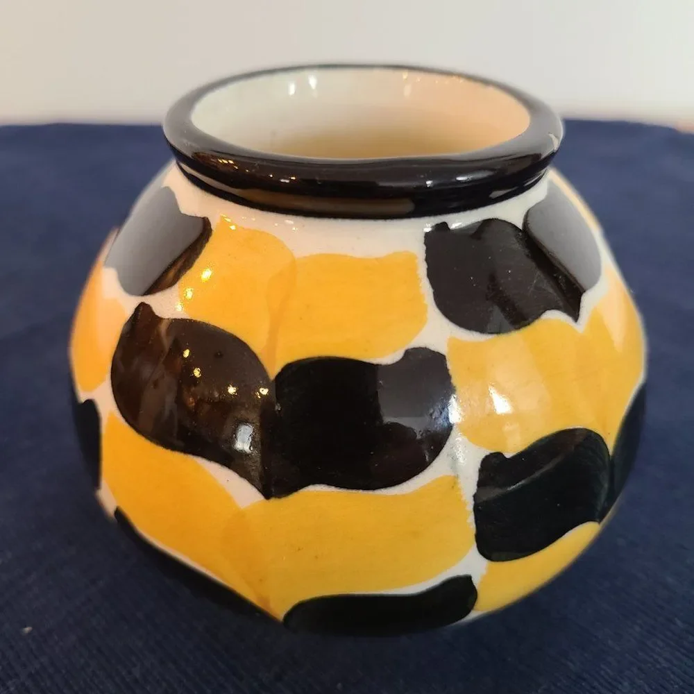 Bavarian Pottery Ceramic Pot Hand Painted Underglazed Signed 134/150 Chevron